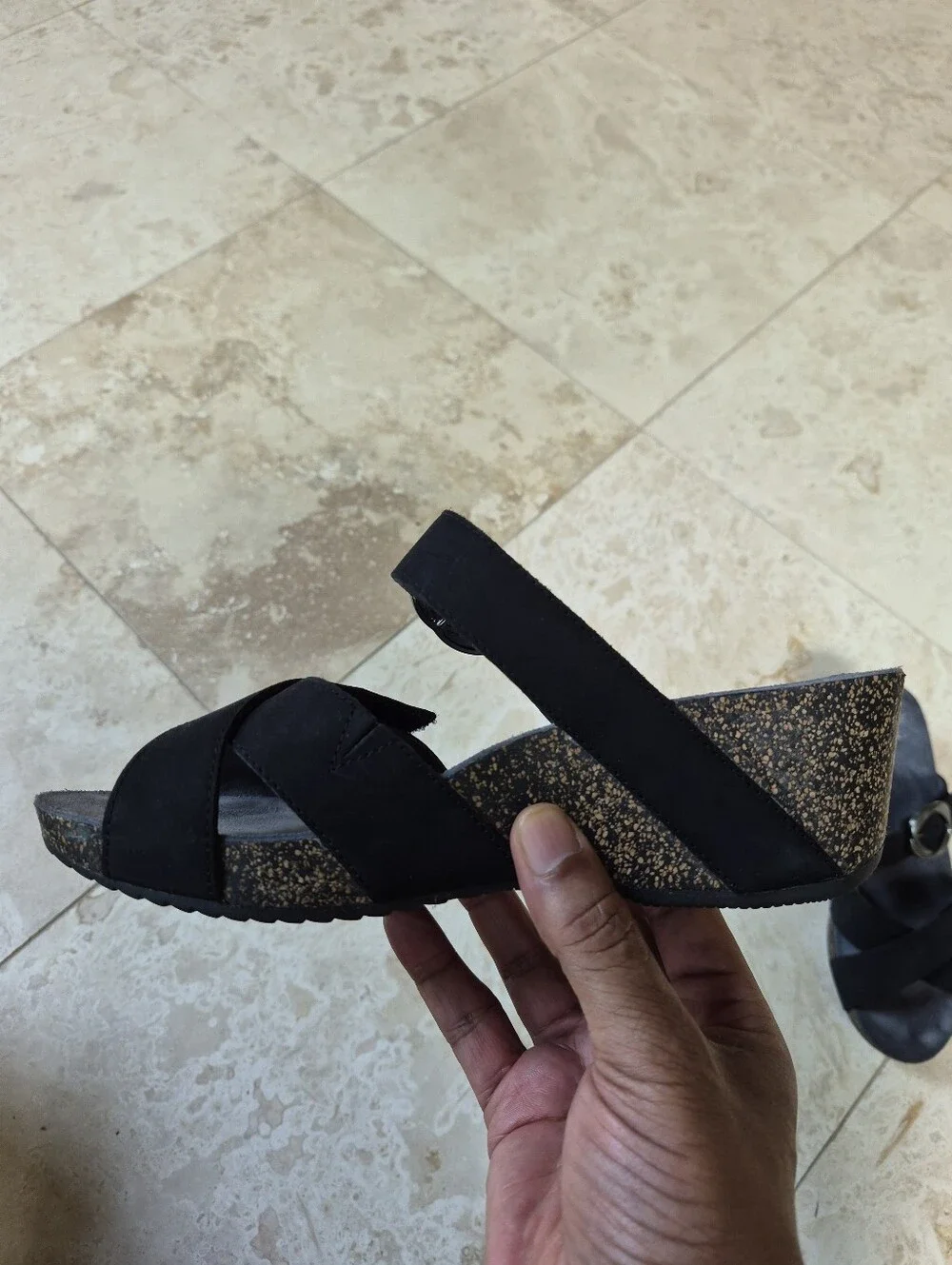 Dansko Susie Adjustable Slide Wedge Sandal, Nubuck Velcro Straps, GENTLY PREWORN